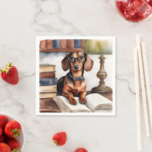 Serviette En Papier Ancien Dachshund aquarelle (En situation)