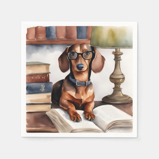 Serviette En Papier Ancien Dachshund aquarelle (Devant)