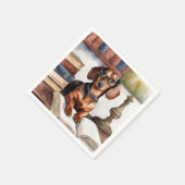 Serviette En Papier Ancien Dachshund aquarelle (Coin)