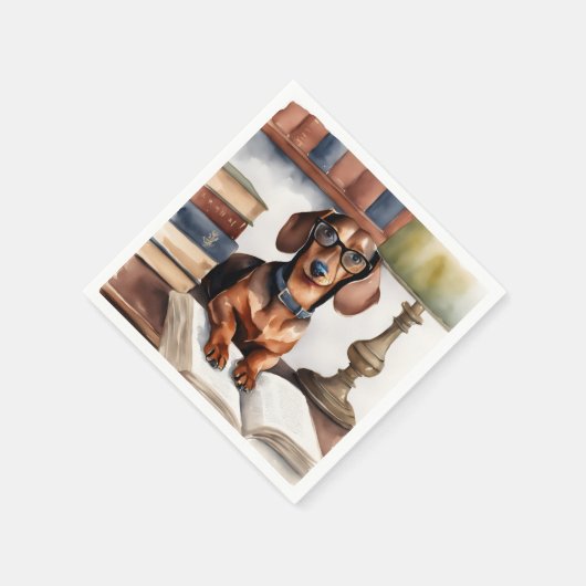 Serviette En Papier Ancien Dachshund aquarelle (Coin)