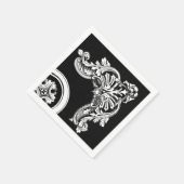 Serviette En Papier Ancien gothique en-tête noir et blanc floral (Coin)