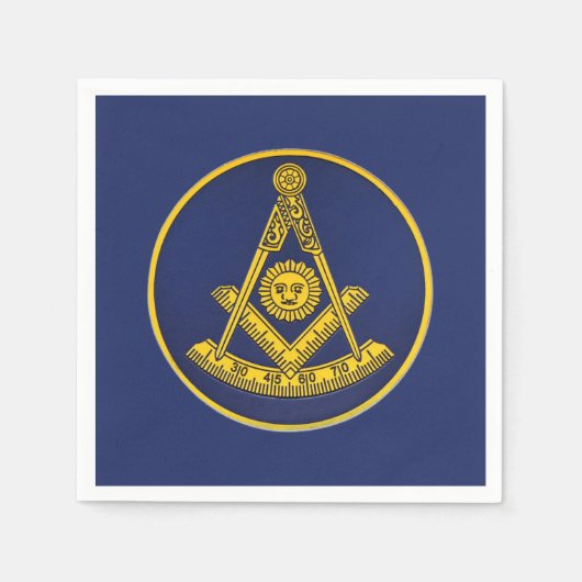 Serviette En Papier Ancien Maître Freemason Carré et Compass Masonic (Devant)