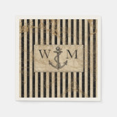 Serviette En Papier Ancien Monde Carte Ancre nautique Monogramme (Devant)