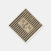 Serviette En Papier Ancien Monde Carte Ancre nautique Monogramme (Coin)