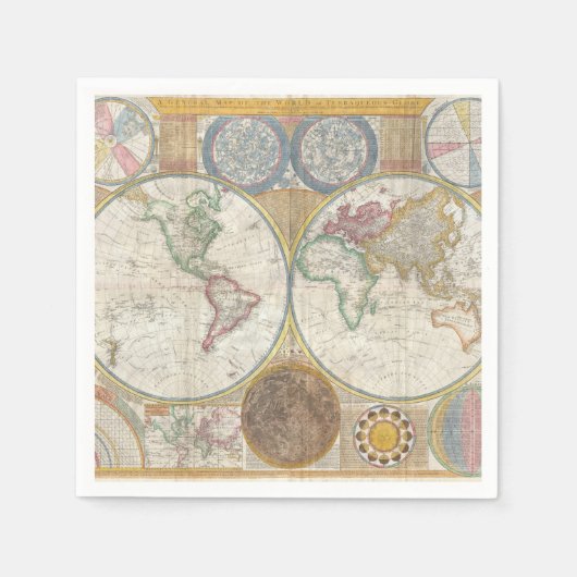 Serviette En Papier Ancienne carte du monde (Devant)