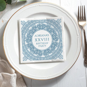 Serviette En Papier Ancienne Grèce fête d'anniversaire en bleu