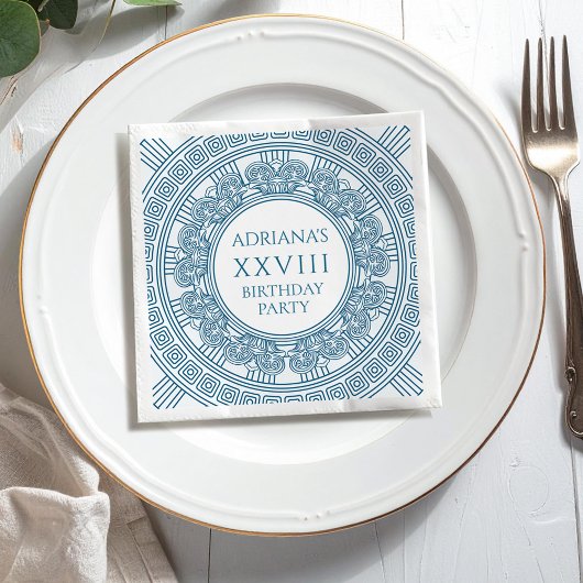Serviette En Papier Ancienne Grèce fête d'anniversaire en bleu