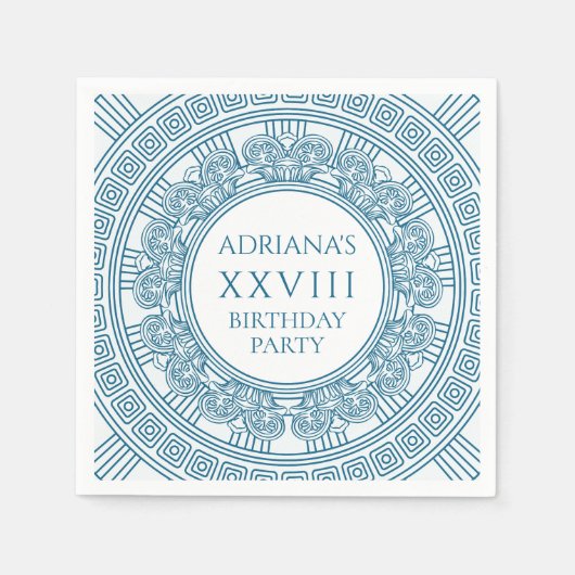 Serviette En Papier Ancienne Grèce fête d'anniversaire en bleu (Devant)