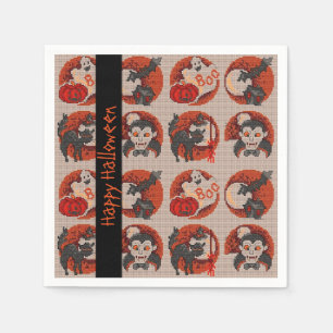 Serviette En Papier Ancienne mode Halloween Faux serviettes croisées