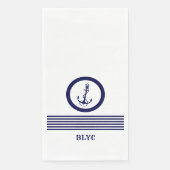 Serviette En Papier Ancrage et rayures royales bleues (Devant)