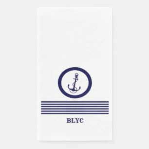 Serviette En Papier Ancrage et rayures royales bleues