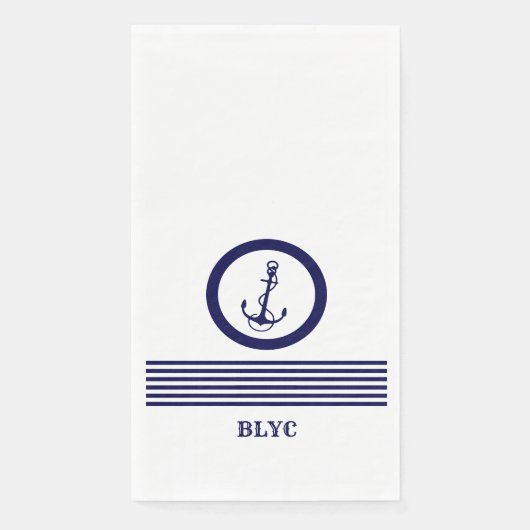 Serviette En Papier Ancrage et rayures royales bleues (Devant)