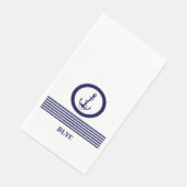 Serviette En Papier Ancrage et rayures royales bleues (Coin)