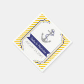 Serviette En Papier Ancrage gris marine bleu marine, mariage jaune (Coin)