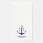 Serviette En Papier Ancrage nautique bleu marine blanche monogramme Ma (Devant)