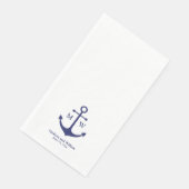 Serviette En Papier Ancrage nautique bleu marine blanche monogramme Ma (Coin)