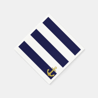 Serviette En Papier Ancrage or rayures nautiques
