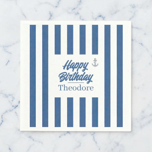 Serviette En Papier Ancrage rayé marin Anniversaire