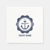 Serviette En Papier Ancrage Royal bleu bateau avec personnalisable (Devant)