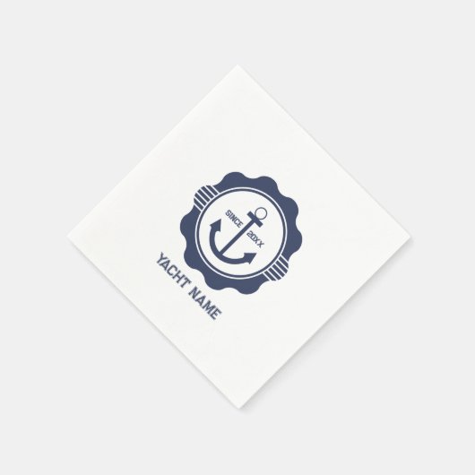 Serviette En Papier Ancrage Royal bleu bateau avec personnalisable (Coin)