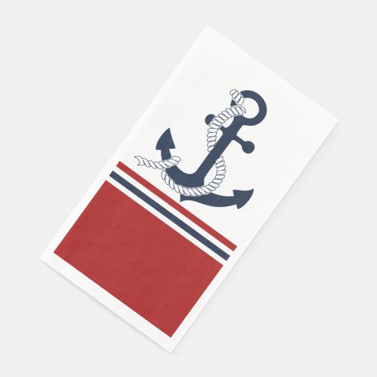 Serviette En Papier Ancre Bleu Bleu Bleu Blanc Rouge Bleu (Coin)