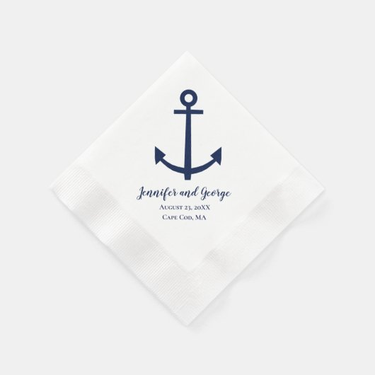 Serviette En Papier Ancre bleu marine Mariage Napkins (Coin)