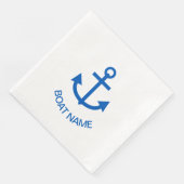 Serviette En Papier Ancre Bleu Personnalisé Votre Nom De Bateau (Coin)