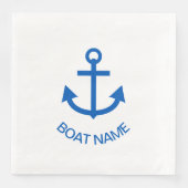 Serviette En Papier Ancre Bleu Personnalisé Votre Nom De Bateau (Devant)