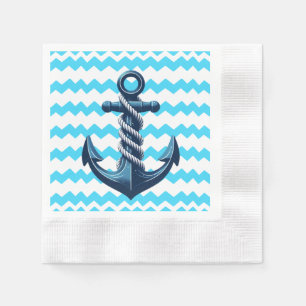 Serviette En Papier Ancre bleue avec des vagues bleues