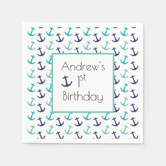 Serviette En Papier Ancre bleue marine (Devant)