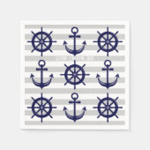 Serviette En Papier Ancre Bleue Marine Bateau Roue Papier Nautique ray (Devant)