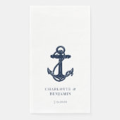 Serviette En Papier Ancre bleue marine Mariage côtier (Devant)