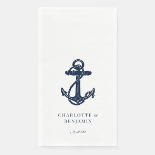 Serviette En Papier Ancre bleue marine Mariage côtier
