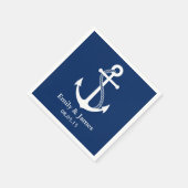 Serviette En Papier Ancre bleue marine Mariage nautique (Coin)