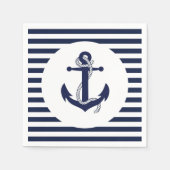 Serviette En Papier Ancre bleue marine Mariage rayé serviettes (Devant)
