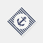 Serviette En Papier Ancre bleue marine Mariage rayé serviettes (Coin)
