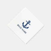 Serviette En Papier Ancre bleue marine Nom du bateau (Coin)