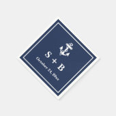Serviette En Papier Ancre Bleue Marine Plage Nautique Mariage Océan (Coin)