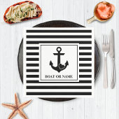 Serviette En Papier Ancre cardiaque nautique Bateau noir blanc rayé