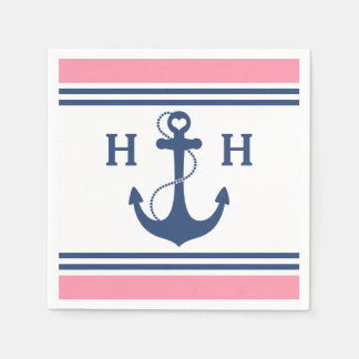 Serviette En Papier Ancre Cardiaque rose