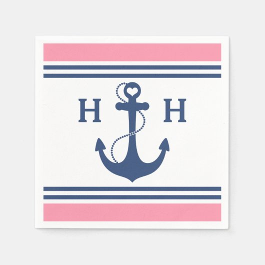 Serviette En Papier Ancre Cardiaque rose (Devant)