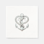 Serviette En Papier Ancre Coeur Nautique Mariage Côtier (Devant)