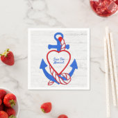 Serviette En Papier Ancre Coeur Sur Bois Blanchi (En situation)