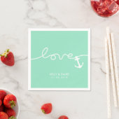 Serviette En Papier Ancre d'amour nautique Mariage vert de mer (En situation)