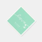 Serviette En Papier Ancre d'amour nautique Mariage vert de mer (Coin)
