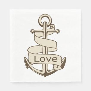 Serviette En Papier Ancre de bateau nautique vintage amour de marin oc