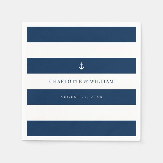 Serviette En Papier Ancre de couleur de bandes modifiables Mariage nau (Devant)