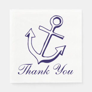 Serviette En Papier Ancre de navire nautique bleu marine Mariage Merci
