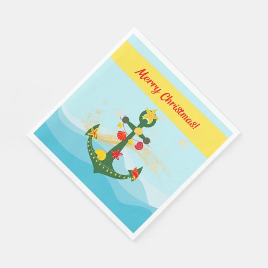 Serviette En Papier Ancre de Noël nautique (Coin)