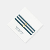 Serviette En Papier Ancre d'or Bleu de la marine Bleus rayures Mariage (Coin)
